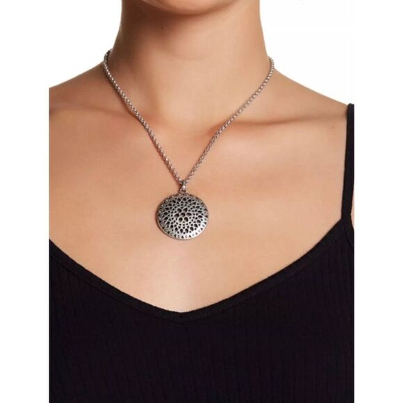Lucky Brand Silver Toned Openwork Pendant Necklace - Picture 1 of 7